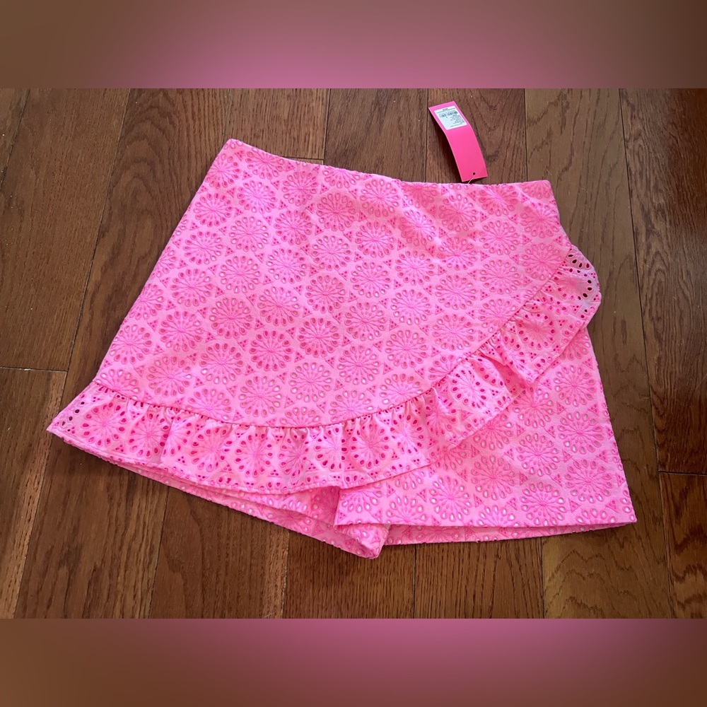 Lilly Pulitzer Faye Skort Prosecco Pink Neon Geo Eyelet NWT